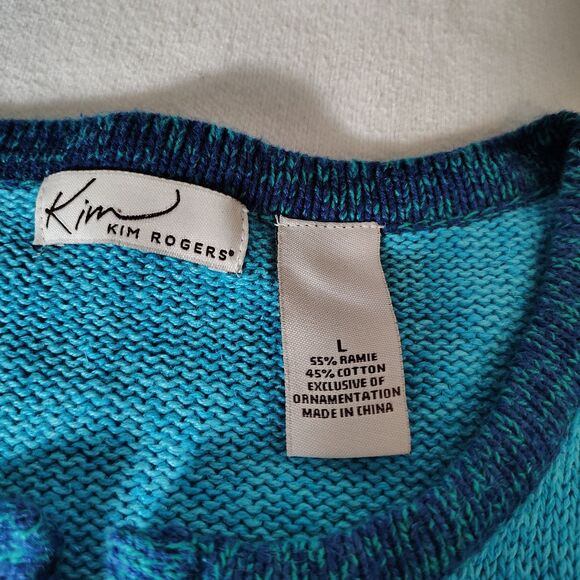 Snowman Christmas Holisay Cardigan Sweater Blue Winter Scene Snowman LARGE - Picture 9 of 9